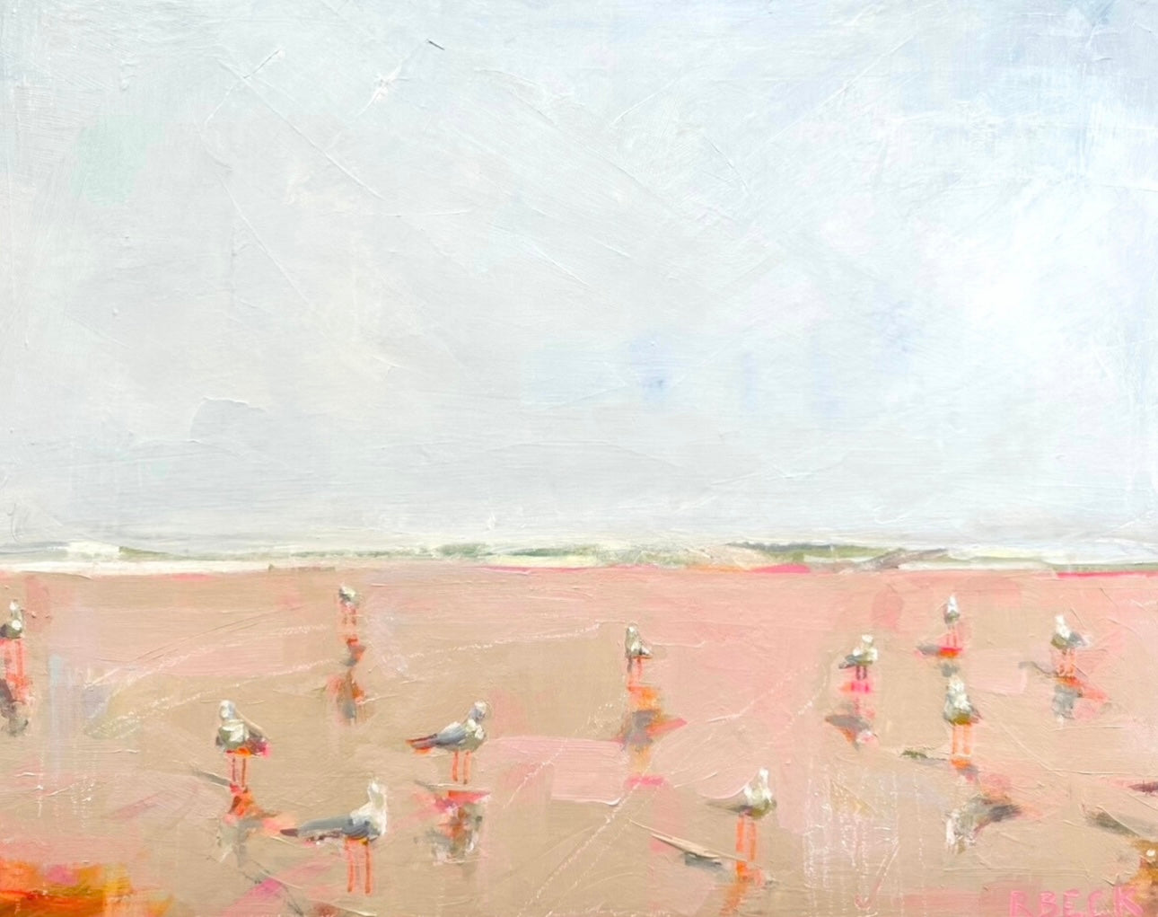 Coastal seabird fine art print by Charleston artist Ryan Beck, featuring soft pinks, neutrals, and soothing blues from the 2023 Beach Collection