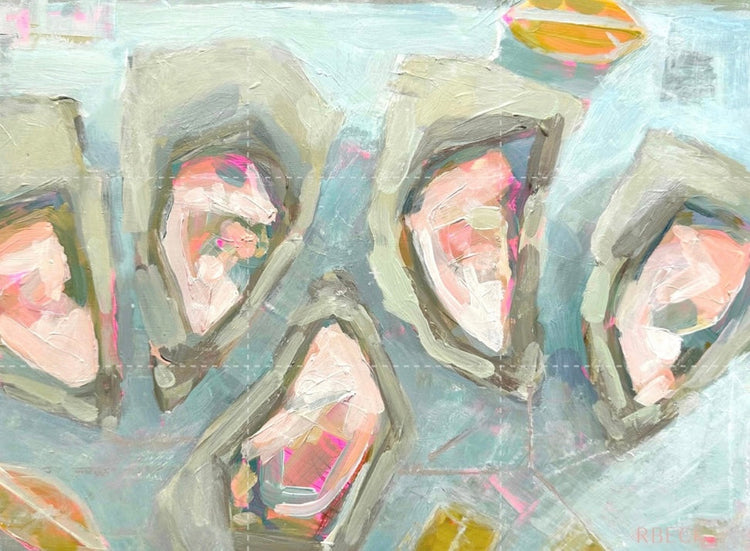 Oyster Prints by Charleston artist Ryan Beck, showcasing the elegance and texture of oysters in coastal-inspired artwork. Perfect for refined decor and holiday gifting.