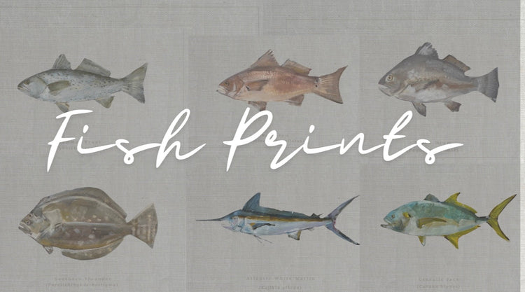 Fish Art Prints Collection by Charleston artist Ryan Beck, featuring coastal-inspired fish prints that blend heritage charm with contemporary sophistication.