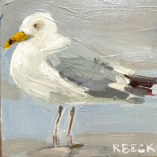 Herring Gull mini print by Charleston artist Ryan Beck, featuring broad brushstrokes capturing the classic coastal beauty of this bird.