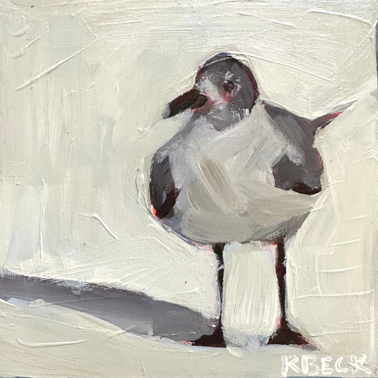 A square laughing gull shorebird portrait inspired by the Charleston coast rendered as a coastal fine art print by Ryan Beck.
