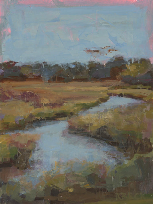 Meander Lowcountry marsh creek art print by Charleston artist Ryan Beck featuring a winding coastal waterway, marsh grasses, and peaceful coastal scenery