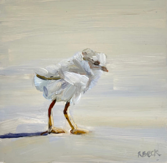 Sandpiper mini print by Charleston artist Ryan Beck, featuring expressive brushstrokes that capture the lively energy of this coastal bird.